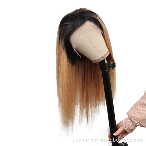 Brazilian virgin cuticle aligned hair vendors Per-Plucked ombre Highlight 180% Transparent HD Lace Closure 13x4 human hair Wigs